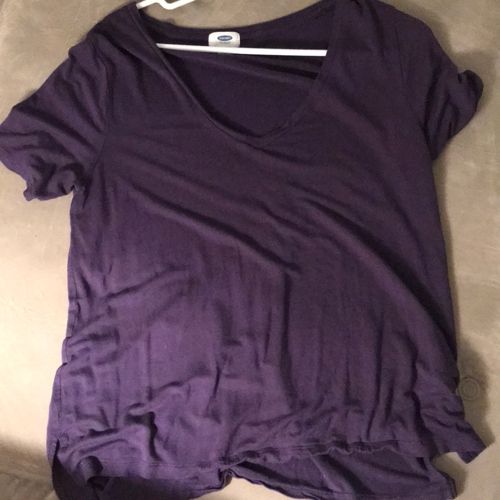 Purple V-neck t-shirt